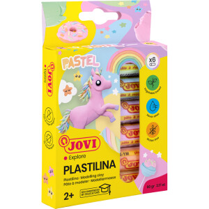 Knetmasse Jovi Plastilina Pastel 90 - farbig sortiert pastell 15 g 6er-Set