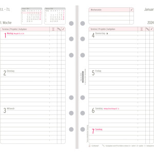 Timer Wochenkalendarium Chronoplan 50254 - Midi 96 x 172 mm weiß Jahr 2024 80/120 g/m² Papier