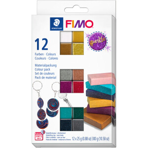 Modelliermasse Staedtler FIMO effect sparkle 8013C12 - farbig sortiert sparklefarbend ofenhärtend 25 g 12er-Set