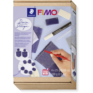Modeliermasse Staedtler FIMO How-to-Create Denim Design 8025 - farbig sortiert ofenhärtend 100 g
