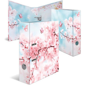 Motivordner Herma Flowers 19556 - A4 315 x 285 mm Cherry Blossom 70 mm breit Hebelmechanik Folienkarton