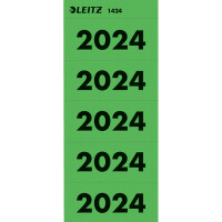 Inhaltsschilder mit Jahreszahl Leitz 1424 - 60 x 26 mm grün 2024 selbstklebend Pckg/100
