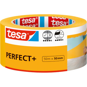 Abdeckband Tesa Perfect+ 56538 - 50 mm x 50 m gelb Kreppband für Privat/Endverbraucher-Anwendungen
