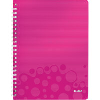 Collegeblock Leitz WOW 4637-A - A4 210 x 297 mm pink liniert Lineatur21 mit Schreiblinie 80 Blatt FSC extraweißes Qualitätspapier 80 g/m²