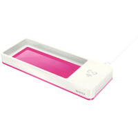 Stifteschale Leitz WOW Duo Colour 5365 - 266 x 28 x 101 mm pink/weiß mit Induktionsladegerät Polystyrol