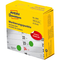 Markierungspunkte Avery Zweckform 3855 - im Spender Ø 19 mm grün permanent Papier für Handbeschriftung Pckg/250