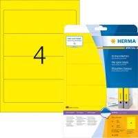 Ordnerrückenschild Herma 5096 - 61 x 192 mm gelb breit / kurz selbstklebend für alle Druckertypen Pckg/80
