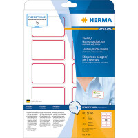 Textilnamensschild Herma 4412 - 80 x 50 mm weiß ablösbar für Drucker Laserdrucker/Kopierer Acetatseide Pckg/250