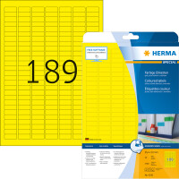 Universaletikett Herma 4243 - A4 25,4 x 10 mm gelb ablösbar FSC Papier für alle Druckertypen Pckg/3780