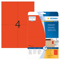 Universaletikett Herma 4562 - A4 105 x 148 mm rot ablösbar FSC Papier für alle Druckertypen Pckg/80