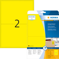 Universaletikett Herma 4496 - A4 199,6 x 143,5 mm gelb ablösbar FSC Papier für alle Druckertypen Pckg/40