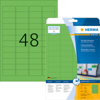 Universaletikett Herma 4369 - A4 45,7 x 21,2 mm grün ablösbar FSC Papier für alle Druckertypen Pckg/960