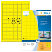 Universaletikett Herma 4237 - A4 25,4 x 10 mm gelb permanent FSC Papier für alle Druckertypen Pckg/18900