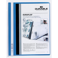 Präsentationshefter Durable Duraplus 2579 - A4 240 x 311 mm blau mit Sichttasche und Beschriftungsfeld strapazierfähige Folie