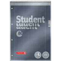 Collegeblock Brunnen Student Premium 67111 - A4 210 x 297 mm blau liniert Lineatur27 10 mm mit Doppelrand 80 Blatt hochweißes Premiumpapier 90 g/m²