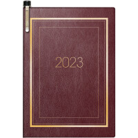 Taschenkalender Brunnen 71336293 - A7 7,2 x 10,2 cm bordeaux Jahr 2023 2 Seite/1 Wochen 160 Seiten Modell 713 SOFT-Einband